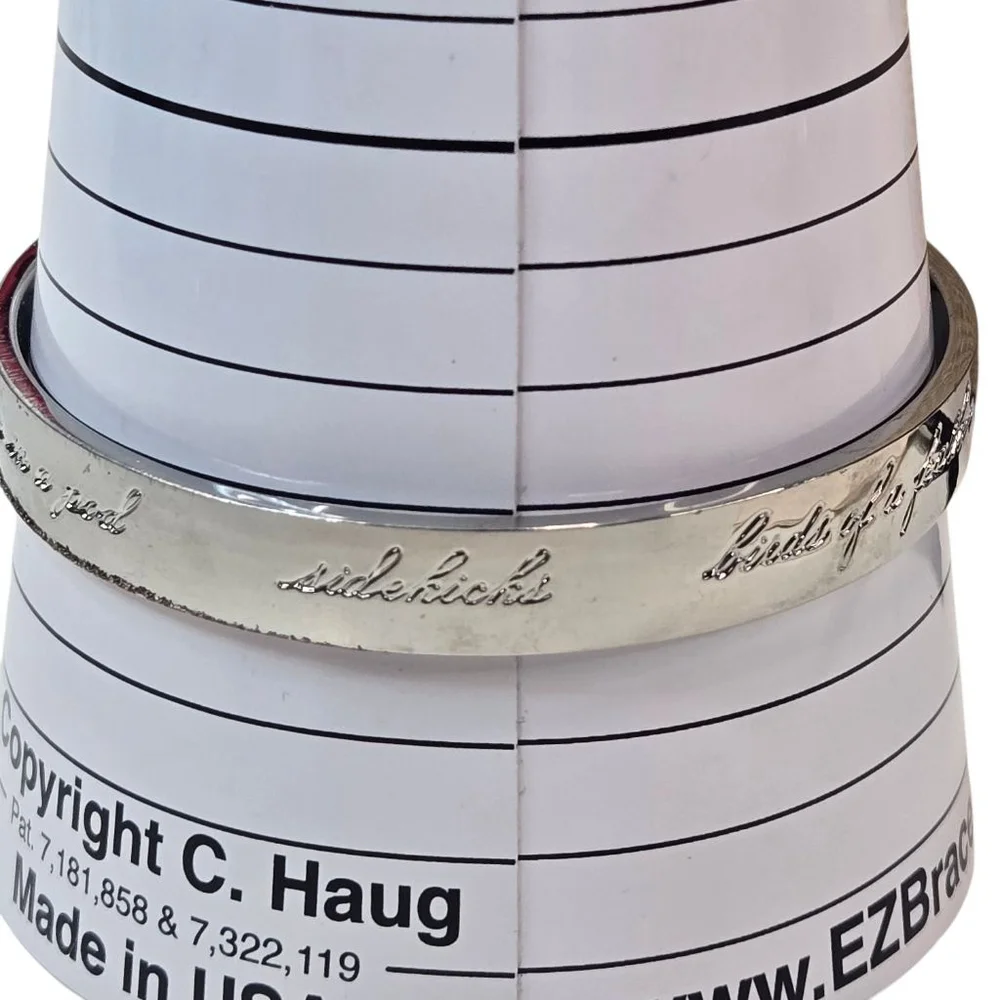 Kate Spade Bracelet Silver Tone Bride Idiom Bangle Engraved Excellent Dustbag